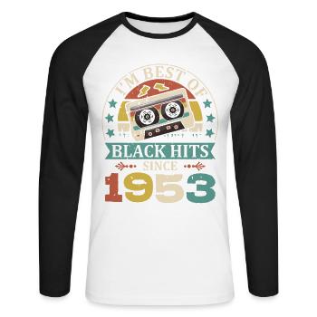 I’m Best Of Black Hits depuis 1953 Cassette - T-shirt baseball manches longues Homme - blanc/noir - Devant - Nik (191cm)