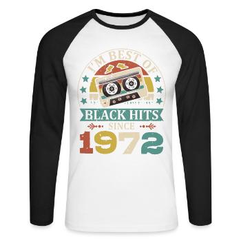 I'm Best Of Black Hits Seit 1972 Kassette - Unisex Baseballshirt langarm - Weiß/Schwarz - Vorne - Nik (191cm)