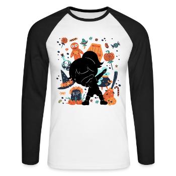 Drôle de fille Silhouette effrayante - T-shirt baseball manches longues Homme - blanc/noir - Devant - Nik (191cm)