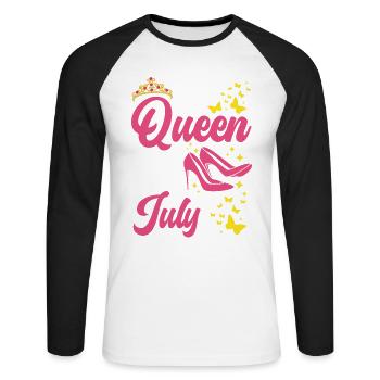 A queen was born in July all the best to - Unisex Long Sleeve Baseball T-Shirt - white/black - Front - Nik (191cm)