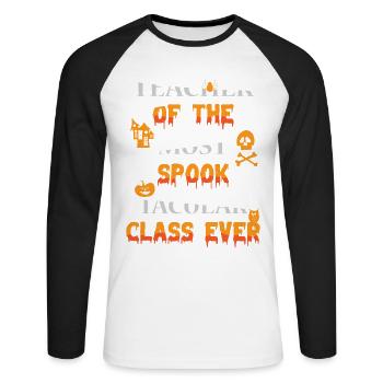 Professeur de la classe la plus effrayante de tous les temps - T-shirt baseball manches longues Homme - blanc/noir - Devant - Nik (191cm)