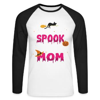 Une maman taculaire hantée Spooky Pumpkin Halloween - T-shirt baseball manches longues Homme - blanc/noir - Devant - Nik (191cm)