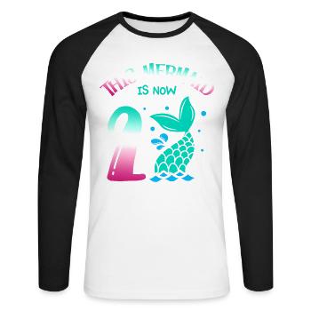 Cette sirène est maintenant 2, conte de fées 2. - T-shirt baseball manches longues Homme - blanc/noir - Devant - Nik (191cm)