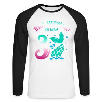 Cette sirène est maintenant 3, conte de fées 3. - T-shirt baseball manches longues Homme - blanc/noir - Devant - Nik (191cm)