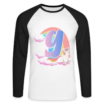 9 Unicorn Rainbow Clouds Little Pony 9. - Unisex Long Sleeve Baseball T-Shirt - white/black - Front - Nik (191cm)