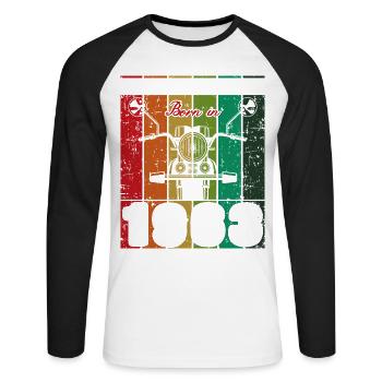 Best Of 60's Born 1963 Classic Motorcycle - Unisex Long Sleeve Baseball T-Shirt - white/black - Front - Nik (191cm)