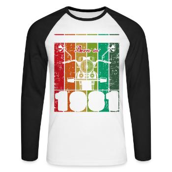 Best Of 80's Born 1981 Classic Motorcycle - Unisex Long Sleeve Baseball T-Shirt - white/black - Front - Nik (191cm)
