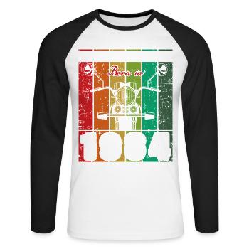 Best Of 80's Born 1984 Classic Motorcycle - Unisex Long Sleeve Baseball T-Shirt - white/black - Front - Nik (191cm)