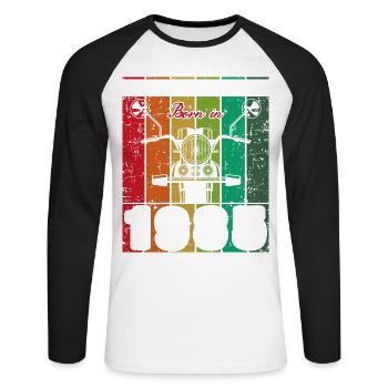 Best Of 80's Geboren 1985 Klassisches Motorrad - Unisex Baseballshirt langarm - Weiß/Schwarz - Vorne - Nik (191cm)