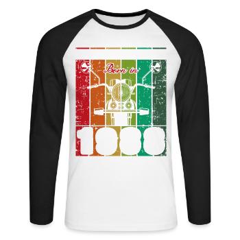Best Of 80's Born 1988 Classic Motorcycle - Unisex Long Sleeve Baseball T-Shirt - white/black - Front - Nik (191cm)