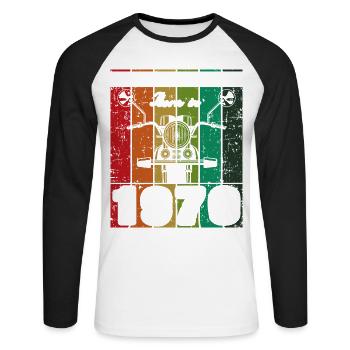 Best Of 70's Geboren 1970 Klassisches Motorrad - Unisex Baseballshirt langarm - Weiß/Schwarz - Vorne - Nik (191cm)