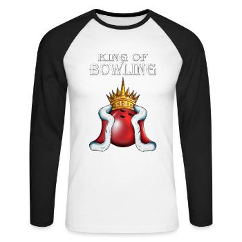 Bowler Junge Bowling Spieler Bowlingbahn Kegelbahn - Unisex Baseballshirt langarm - Weiß/Schwarz - Vorne - Nik (191cm)