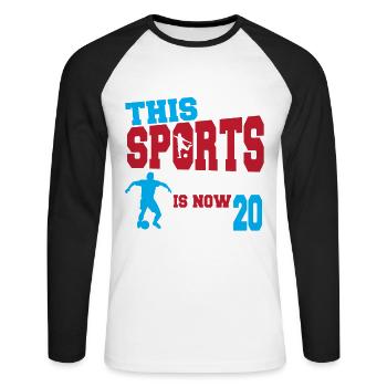 This sports legend is now 20, football game 20. - Unisex Long Sleeve Baseball T-Shirt - white/black - Front - Nik (191cm)