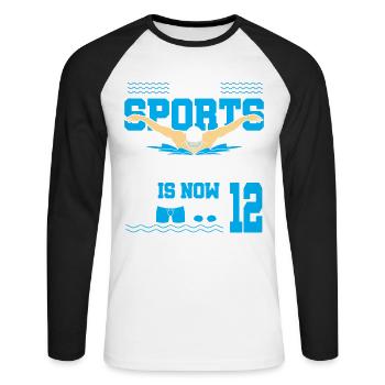 Cette légende du sport a maintenant 12 ans et nage - T-shirt baseball manches longues Homme - blanc/noir - Devant - Nik (191cm)