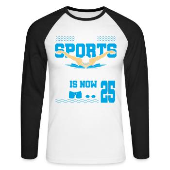 Cette légende du sport a maintenant 25 ans et nage - T-shirt baseball manches longues Homme - blanc/noir - Devant - Nik (191cm)