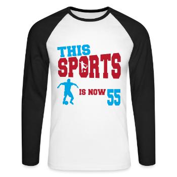 Cette légende du sport a maintenant 55 ans, le jeu de football 55. - T-shirt baseball manches longues Homme - blanc/noir - Devant - Nik (191cm)