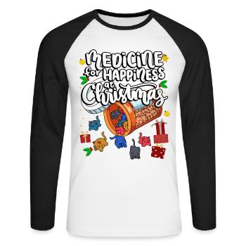 Medizin Für Das Glück Zu Weihnachten Clowder Of - Unisex Baseballshirt langarm - Weiß/Schwarz - Vorne - Nik (191cm)