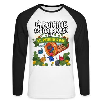 Médecine au bonheur le jour de la Saint-Patrick - - T-shirt baseball manches longues Homme - blanc/noir - Devant - Nik (191cm)