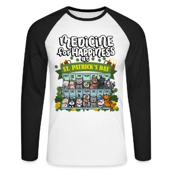 Médecine au bonheur le jour de la Saint-Patrick - - T-shirt baseball manches longues Homme - blanc/noir - Devant - Nik (191cm)