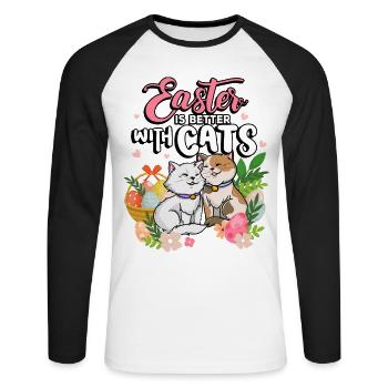 Ostern Ist Besser Mit Katzen Ostersaison Ferien - Unisex Baseballshirt langarm - Weiß/Schwarz - Vorne - Nik (191cm)