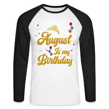 Août est mon anniversaire. La célébration de l' - T-shirt baseball manches longues Homme - blanc/noir - Devant - Nik (191cm)