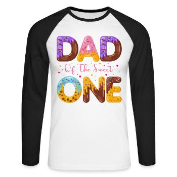 Papa Le doux saupoudre de délicieux beignets - T-shirt baseball manches longues Homme - blanc/noir - Devant - Nik (191cm)