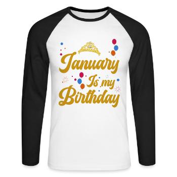 Janvier est mon anniversaire. La célébration de l' - T-shirt baseball manches longues Homme - blanc/noir - Devant - Nik (191cm)