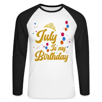 Juillet est mon anniversaire. La célébration de l' - T-shirt baseball manches longues Homme - blanc/noir - Devant - Nik (191cm)