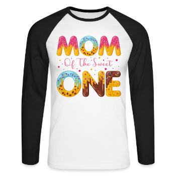 Mère de sweet saupoudre de délicieux beignets - T-shirt baseball manches longues Homme - blanc/noir - Devant - Nik (191cm)