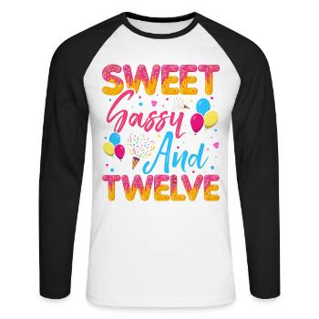 Süßer Frechdachs Und Zwölf Streusel Köstlicher - Unisex Baseballshirt langarm - Weiß/Schwarz - Vorne - Nik (191cm)