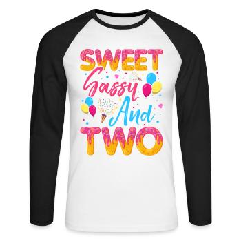 Süßer Frechdachs Und Zwei Streusel Köstlicher - Unisex Baseballshirt langarm - Weiß/Schwarz - Vorne - Nik (191cm)