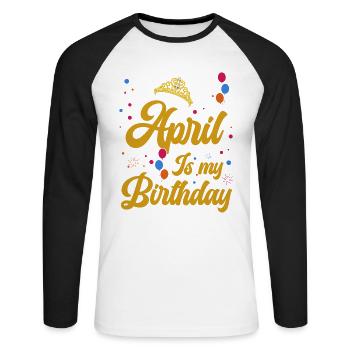 Der April Ist Mein Geburtstag, Ja. Die Feier Für - T-shirt baseball manches longues Homme - blanc/noir - Devant - Nik (191cm)
