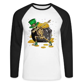 Witziges Goldtopf Feiertag St Patricks Day Dabbing - Unisex Baseballshirt langarm - Weiß/Schwarz - Vorne - Nik (191cm)