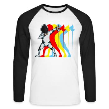 Fechten Degenfechten Fechtkünstler Dab Fechtoutfit - Unisex Baseballshirt langarm - Weiß/Schwarz - Vorne - Nik (191cm)