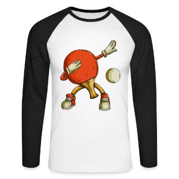 Tennis Table Tennis Tenue de Sport Enfants Dabbing - T-shirt baseball manches longues Homme - blanc/noir - Devant - Nik (191cm)