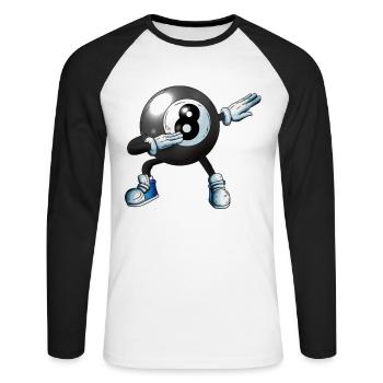 La boule de billard fait des fans de dabbing enfants adultes - T-shirt baseball manches longues Homme - blanc/noir - Devant - Nik (191cm)