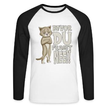 Katzenoutfit bevor du fragst nee faule Katze Kater - Unisex Baseballshirt langarm - Weiß/Schwarz - Vorne - Nik (191cm)