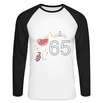 Cheers to 65 years of grapes 65th year celebration - Unisex Long Sleeve Baseball T-Shirt - white/black - Front - Nik (191cm)