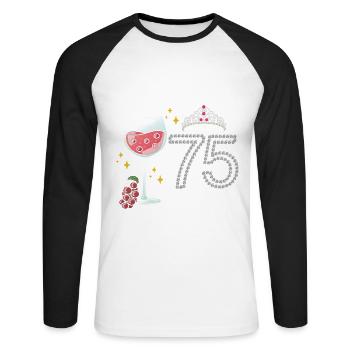 Cheers to 75 years of grapes To celebrate The - Unisex Long Sleeve Baseball T-Shirt - white/black - Front - Nik (191cm)