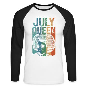 Juillet Le mois de naissance de la Reine célèbre le - T-shirt baseball manches longues Homme - blanc/noir - Devant - Nik (191cm)