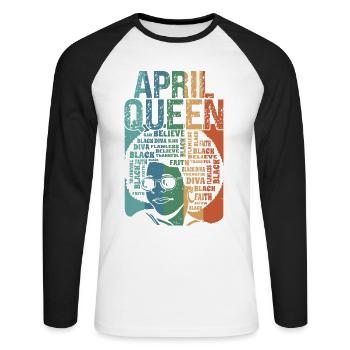 Mois de la naissance de la reine d'avril Célébrez la foi noire - T-shirt baseball manches longues Homme - blanc/noir - Devant - Nik (191cm)