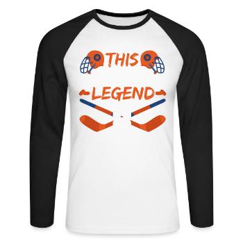 This sports legend is now 8, hockey game 8. - Unisex Long Sleeve Baseball T-Shirt - white/black - Front - Nik (191cm)