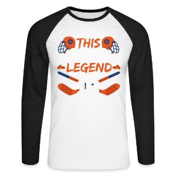 This sports legend is now 16, hockey game 16. - Unisex Long Sleeve Baseball T-Shirt - white/black - Front - Nik (191cm)