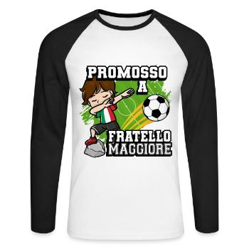 Befördert Zu Big Brother Fußballspieler - Unisex Baseballshirt langarm - Weiß/Schwarz - Vorne - Nik (191cm)