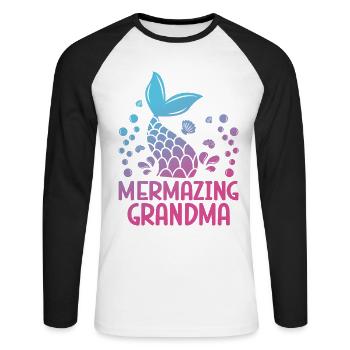 Incroyable histoire de grand-mère fantastique sirène - T-shirt baseball manches longues Homme - blanc/noir - Devant - Nik (191cm)