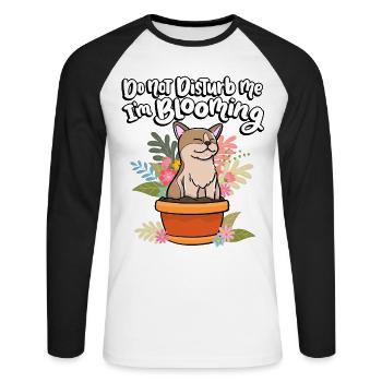 Dérange-moi pas je fleuris drôle de plante - T-shirt baseball manches longues Homme - blanc/noir - Devant - Nik (191cm)