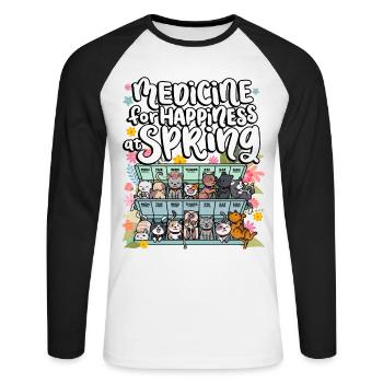 Medizin Für Das Glück Bei Den Frühlingstagen Für - Unisex Baseballshirt langarm - Weiß/Schwarz - Vorne - Nik (191cm)