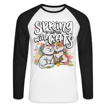 Spring is better with cats Spring time - Unisex Long Sleeve Baseball T-Shirt - white/black - Front - Nik (191cm)