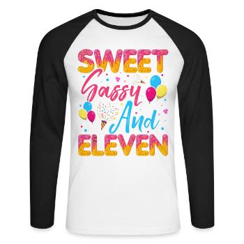 Sweet Sassy And Eleven Saupoudre Delicious - T-shirt baseball manches longues Homme - blanc/noir - Devant - Nik (191cm)