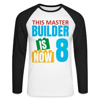 Dieser Baumeister Ist Jetzt 8, Toy Blocks 8. - Unisex Baseballshirt langarm - Weiß/Schwarz - Vorne - Nik (191cm)